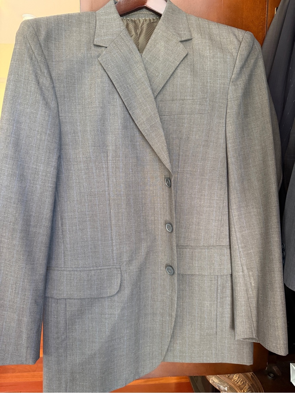 Men's Gray Pinstripe 2 piece custom tailored suit - Classic Professional Style